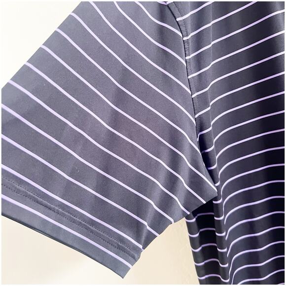 Peter Millar Summer Comfort Polo Striped Black Purple Size XL Golf Country Club - Picture 9 of 9